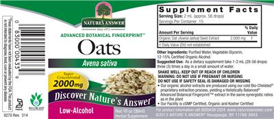Photo of the Nature's Answer Oats 2000 mg label
