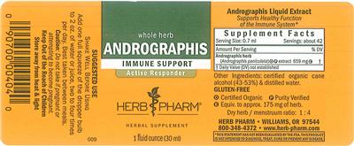 Photo of the Herb Pharm Andrographis label