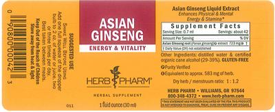 Photo of the Herb Pharm Asian Ginseng label
