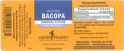Photo of the Herb Pharm Bacopa label