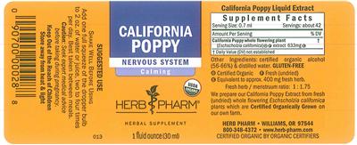 Photo of the Herb Pharm California Poppy label