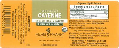 Photo of the Herb Pharm Cayenne label