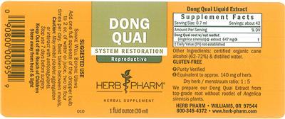 Photo of the Herb Pharm Dong Quai label