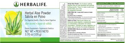 Photo of the Herbalife Herbal Aloe Powder label