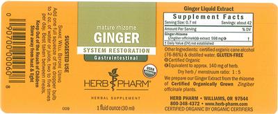 Photo of the Herb Pharm Ginger label