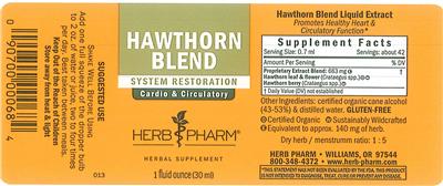 Photo of the Herb Pharm Hawthorn Blend label