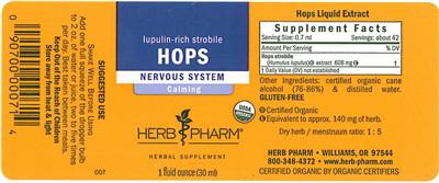 Photo of the Herb Pharm Hops label