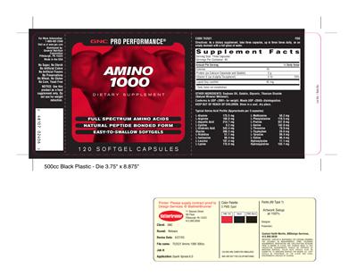 Photo of the GNC Pro Performance Amino 1000 label