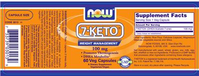 Photo of the NOW 7-KETO 100 mg label