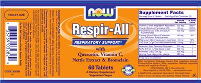 Photo of the NOW Respir-All label