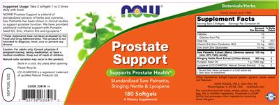Photo of the NOW Prostate Support label