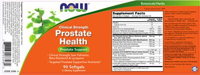 Photo of the NOW Clinical Strength Prostate Health label