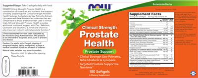 Photo of the NOW Clinical Strength Prostate Health label