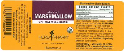 Photo of the Herb Pharm Marshmallow label