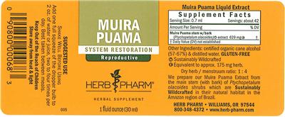 Photo of the Herb Pharm Muira Puama label