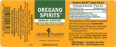 Photo of the Herb Pharm Oregano Spirits label