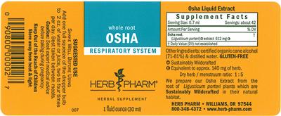 Photo of the Herb Pharm Osha label