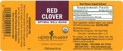 Photo of the Herb Pharm Red Clover label