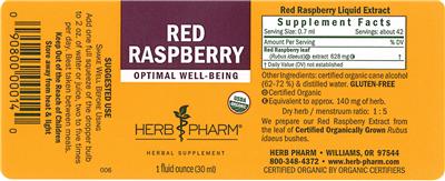 Photo of the Herb Pharm Red Raspberry label
