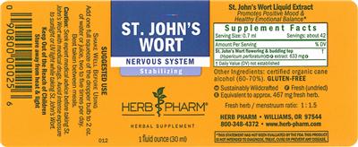 Photo of the Herb Pharm St. John's Wort label