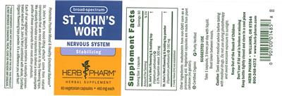 Photo of the Herb Pharm St. John's Wort label