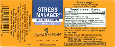 Photo of the Herb Pharm Stress Manager label