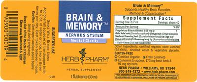 Photo of the Herb Pharm Brain & Memory label