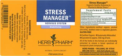 Photo of the Herb Pharm Stress Manager label
