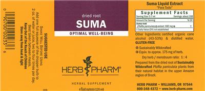 Photo of the Herb Pharm Suma label