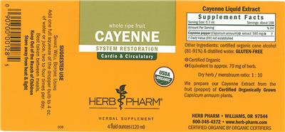 Photo of the Herb Pharm Cayenne label
