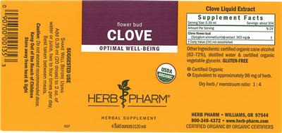 Photo of the Herb Pharm Clove label