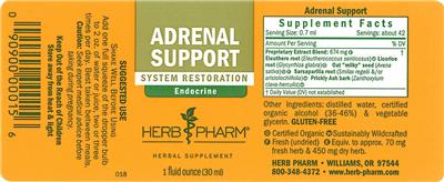 Photo of the Herb Pharm Adrenal Support label