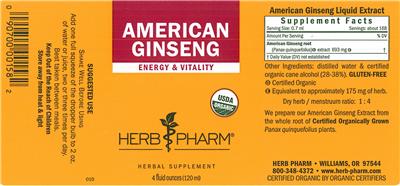 Photo of the Herb Pharm American Ginseng label