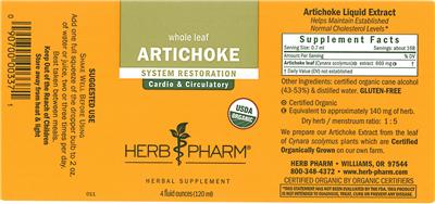 Photo of the Herb Pharm Artichoke label