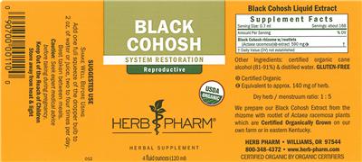 Photo of the Herb Pharm Black Cohosh label