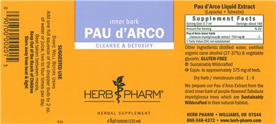 Photo of the Herb Pharm Pau d'Arco label