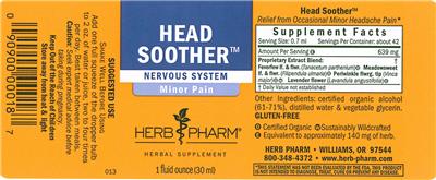 Photo of the Herb Pharm Head Soother label