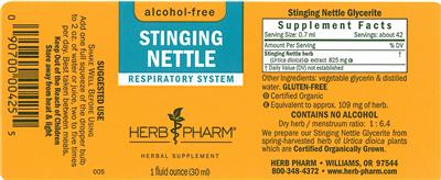 Photo of the Herb Pharm Stinging Nettle Alcohol-Free label