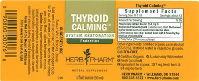 Photo of the Herb Pharm Thyroid Calming label