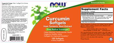 Photo of the NOW Curcumin Softgels From Turmeric Root Extract label