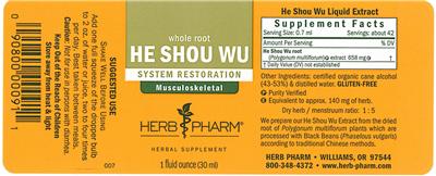 Photo of the Herb Pharm He Shou Wu label