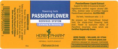 Photo of the Herb Pharm Passionflower label