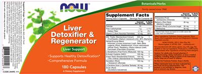 Photo of the NOW Liver Detoxifier & Regenerator label