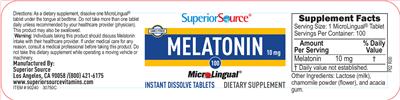 Photo of the Superior Source Melatonin 10 mg label