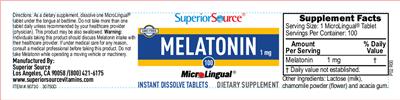 Photo of the Superior Source Melatonin 1 mg label
