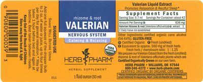 Photo of the Herb Pharm Valerian label