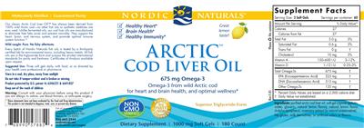 Photo of the Nordic Naturals Arctic Cod Liver Oil Softgels Lemon label