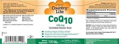 Photo of the Country Life CoQ10 100 mg label