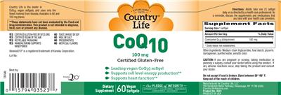 Photo of the Country Life CoQ10 100 mg label