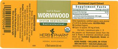 Photo of the Herb Pharm Wormwood label
